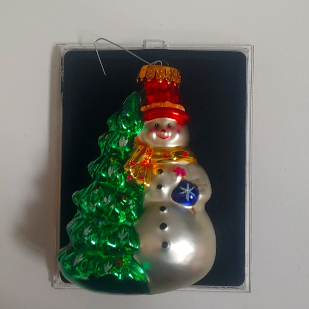 Vintage Glass Snowman Ornament